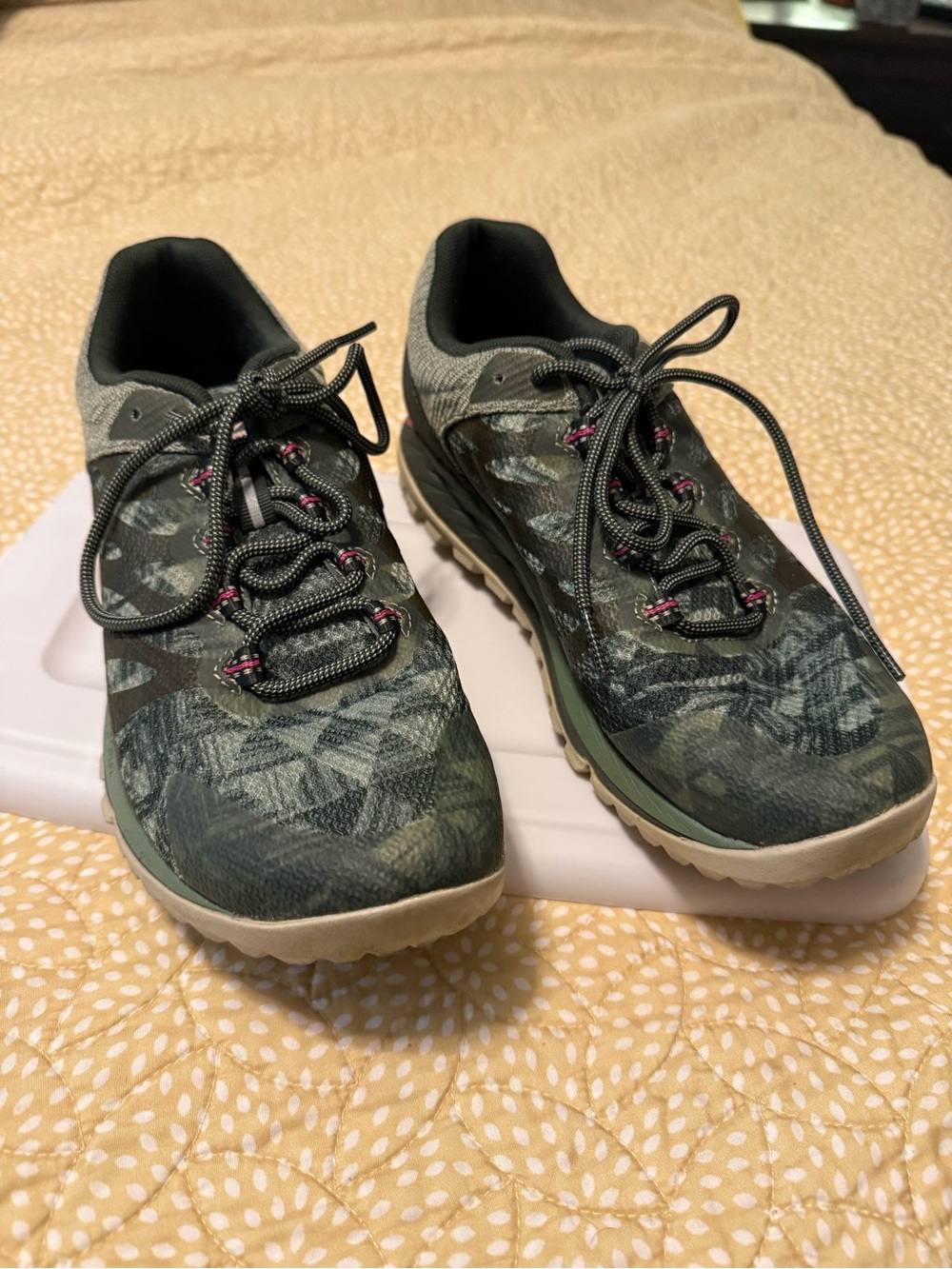 Merrell Women's Forest Green Trail Shoes with Beige Soles